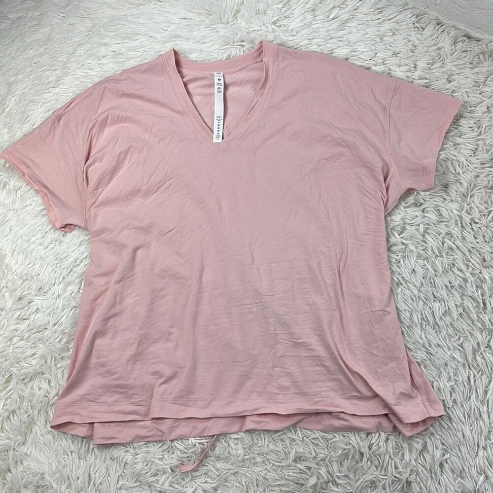 Lululemon Side Tie Pima Cotton V-Neck SS T-Shirt Pink Mist